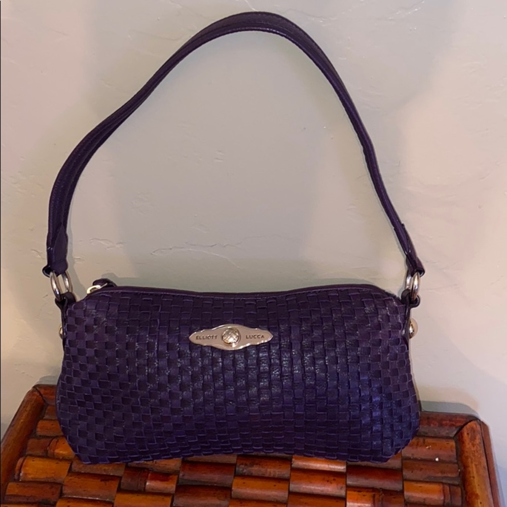 Elliott Lucca small purple leather weaved purse